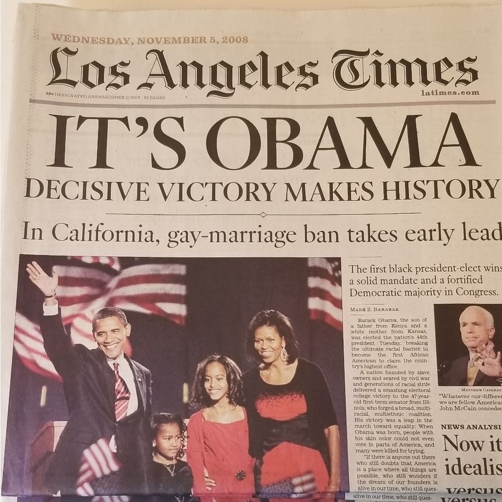 Vintage Y2K Obama Election LA Times Nov 5, 2008
